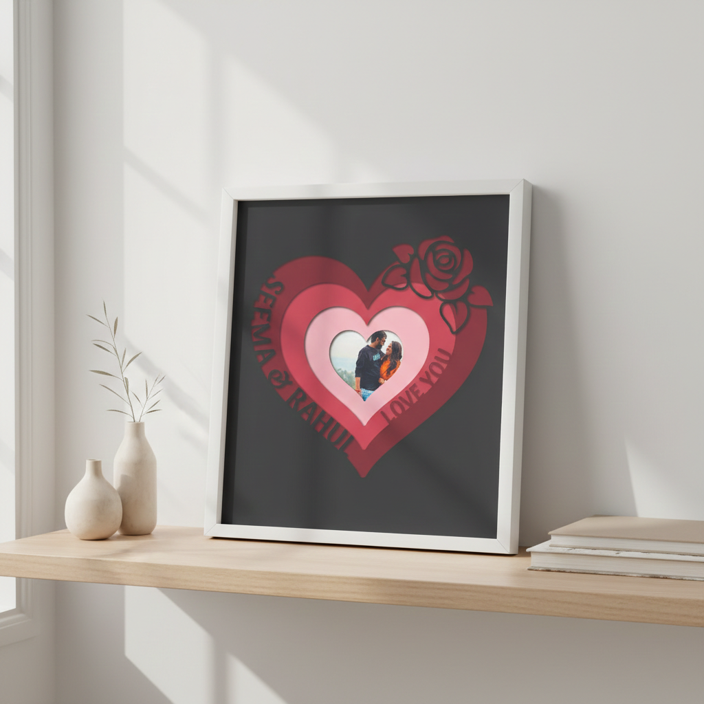 Personalized Heart Paper-Cut Shadow Frame