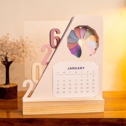 Rotating Petal Perpetual Desk Calendar 2026