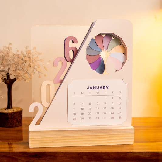 Rotating Petal Perpetual Desk Calendar 2026