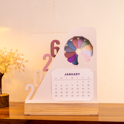 Rotating Petal Perpetual Desk Calendar 2026