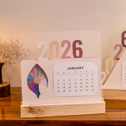 Rotating Petal Perpetual Desk Calendar 2026