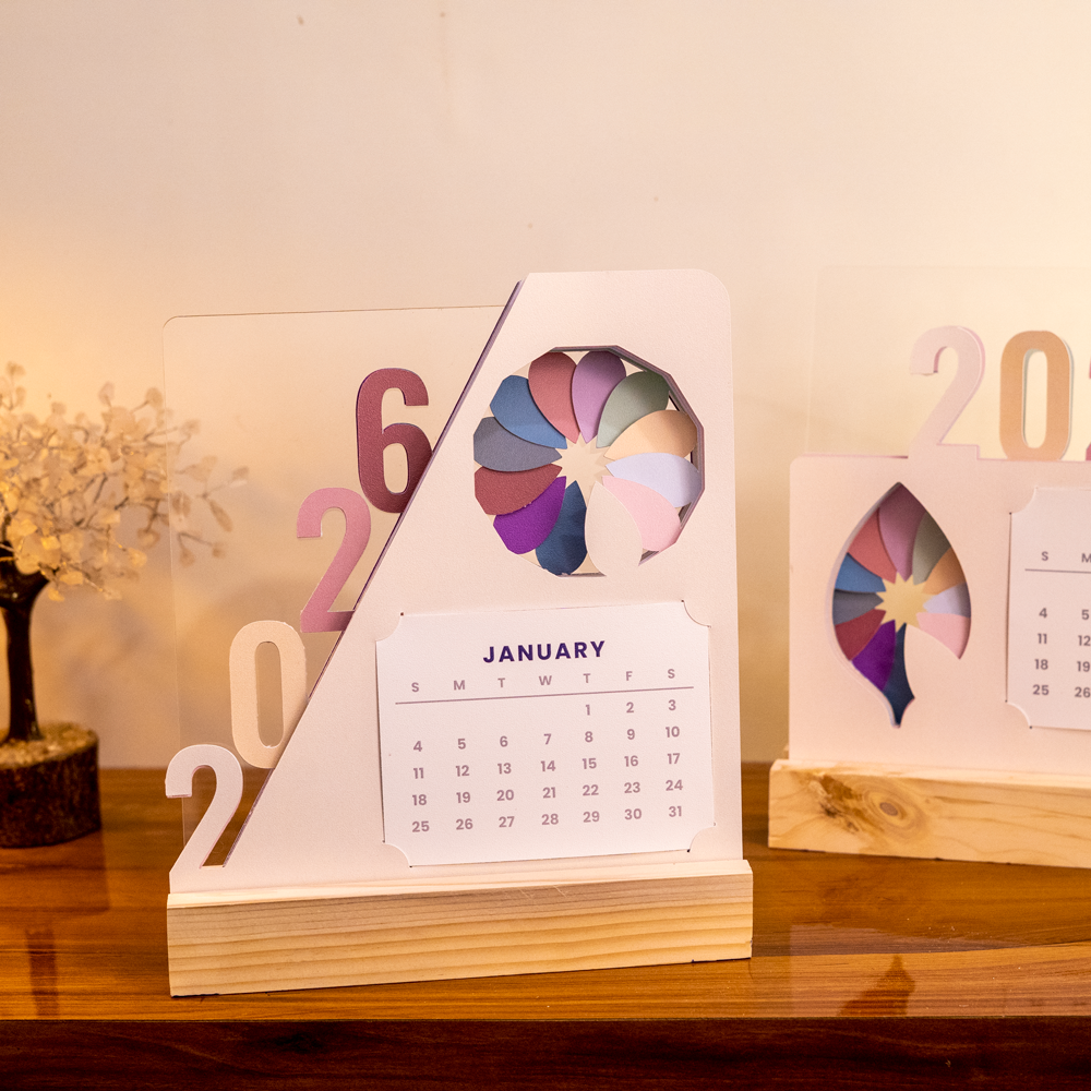 Rotating Petal Perpetual Desk Calendar 2026