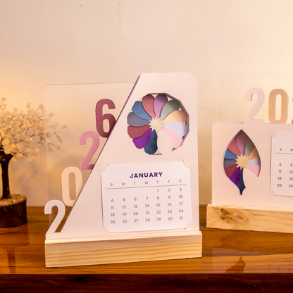 Rotating Petal Perpetual Desk Calendar 2026
