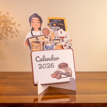 The Daily Grind Coffee Desk Calendar 2026
