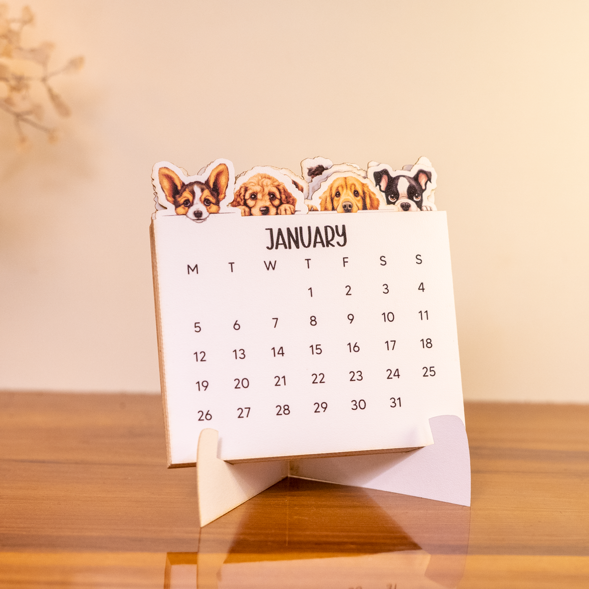 Puppy Desk Calendar 2026