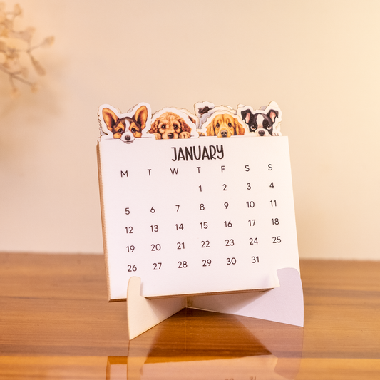 Puppy Desk Calendar 2026