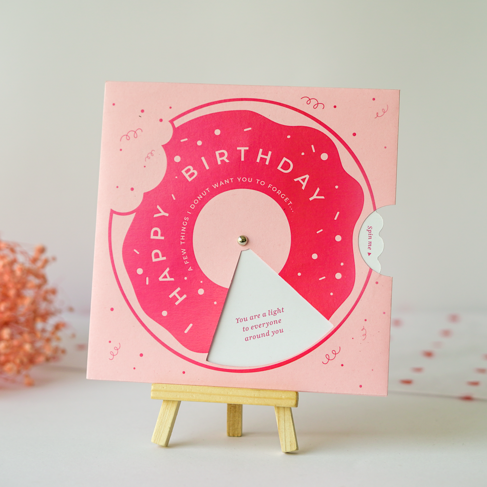 Donut Spin Surprise Birthday Card – Interactive Wheel Greeting