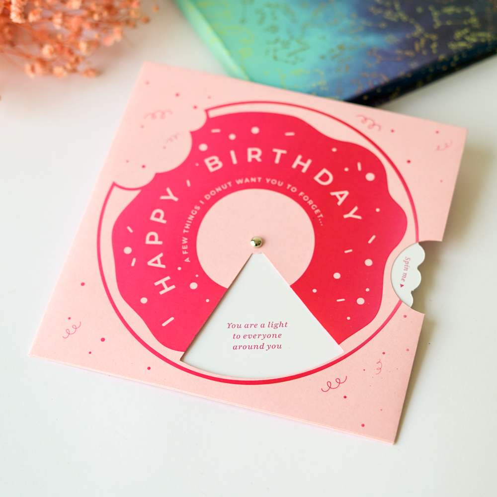 Donut Spin Surprise Birthday Card – Interactive Wheel Greeting