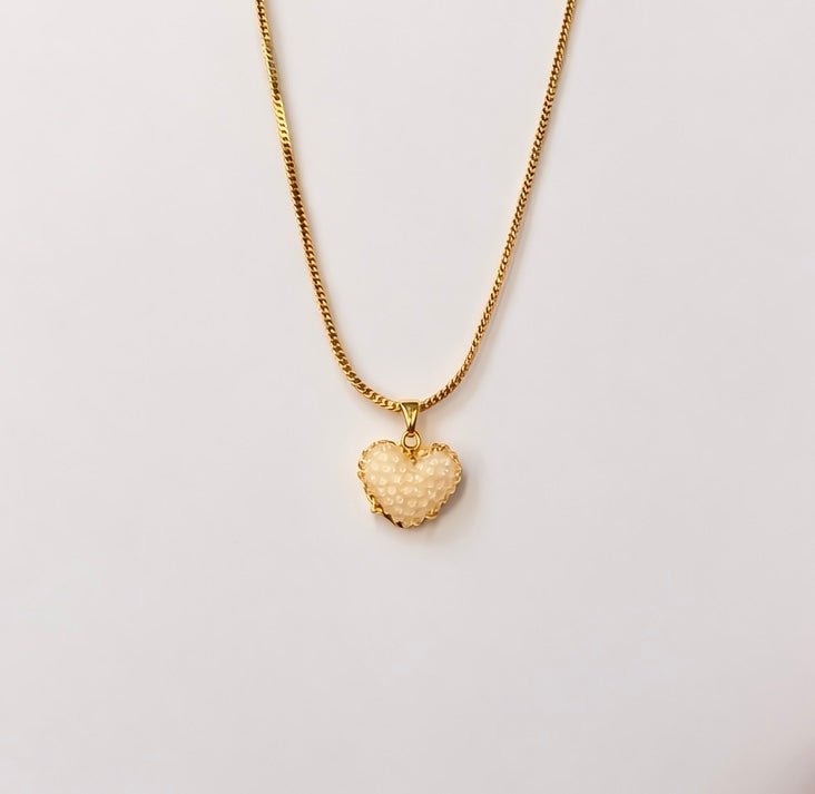 pearl heart necklace with gold plated chain