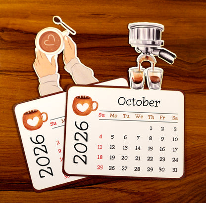 The Daily Grind Coffee Desk Calendar 2026
