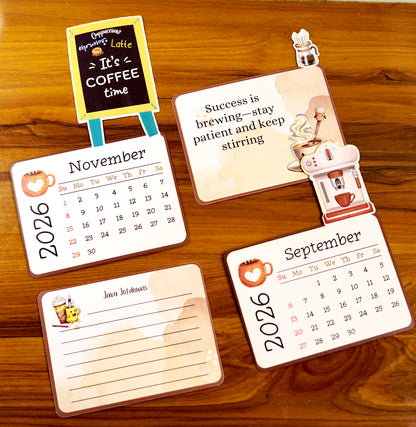 The Daily Grind Coffee Desk Calendar 2026