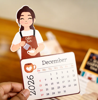 The Daily Grind Coffee Desk Calendar 2026