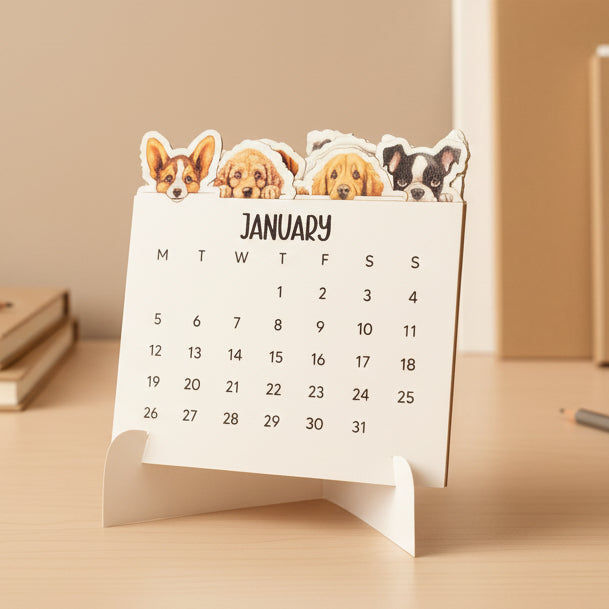 Puppy Desk Calendar 2026