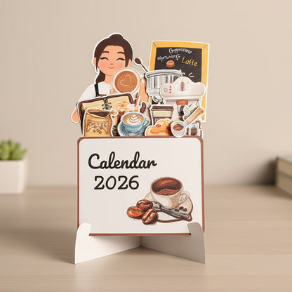 The Daily Grind Coffee Desk Calendar 2026
