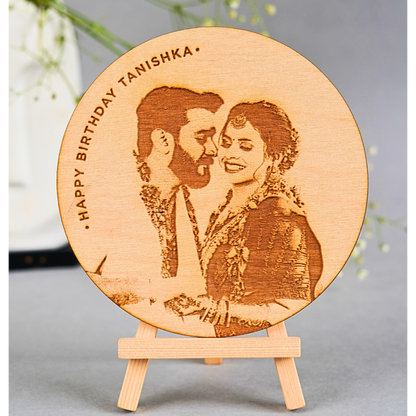 Personalized Wooden Engraved Photo Frame for Couples