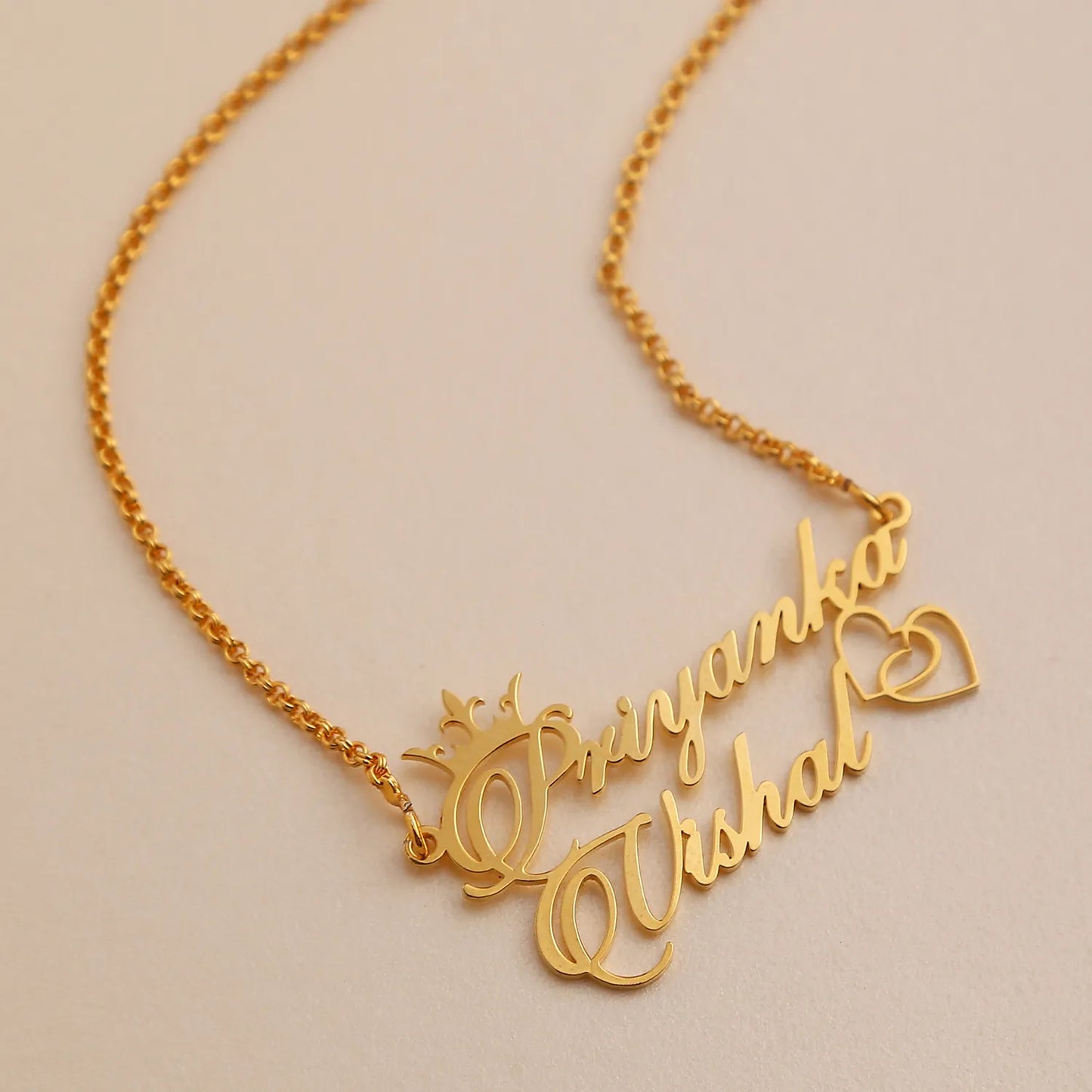 Personalised Heart in Heart Couple Name Necklace