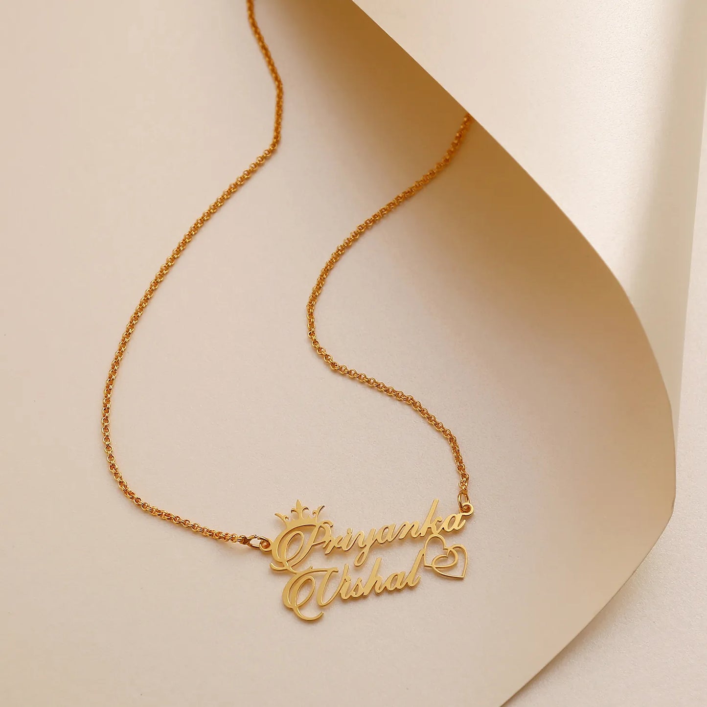 Personalised Heart in Heart Couple Name Necklace