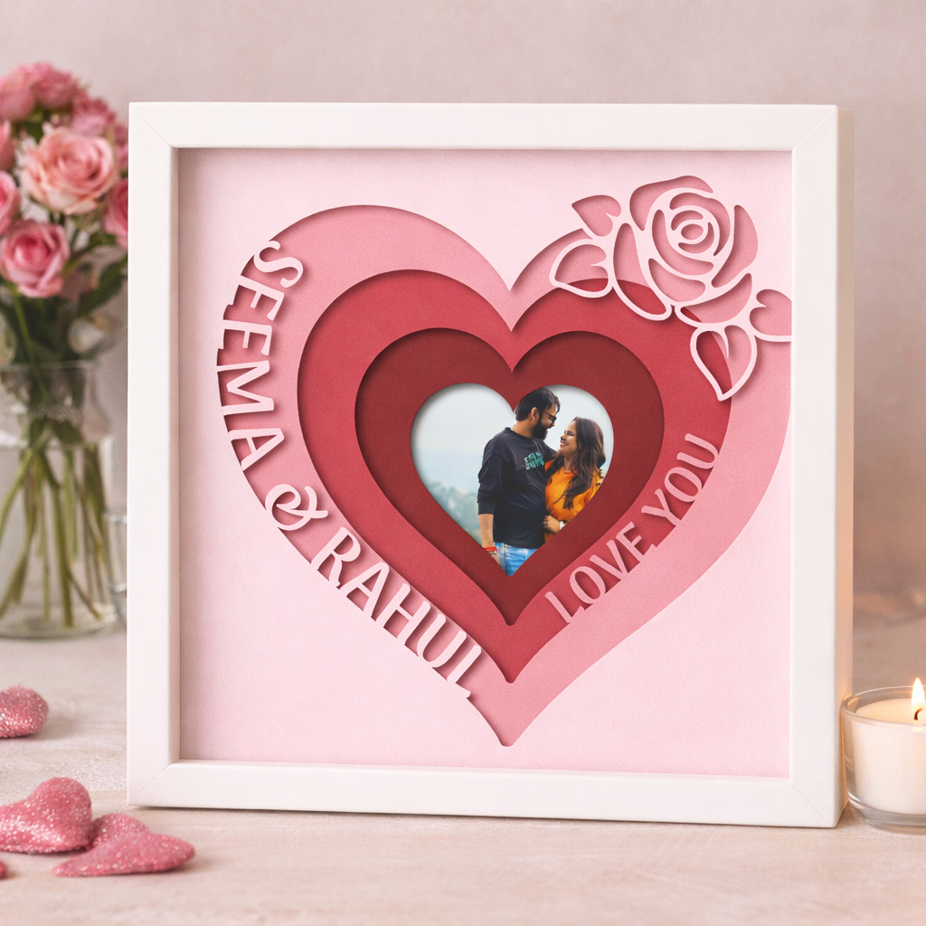 Personalized Heart Paper-Cut Shadow Frame