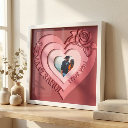 Personalized Heart Paper-Cut Shadow Frame