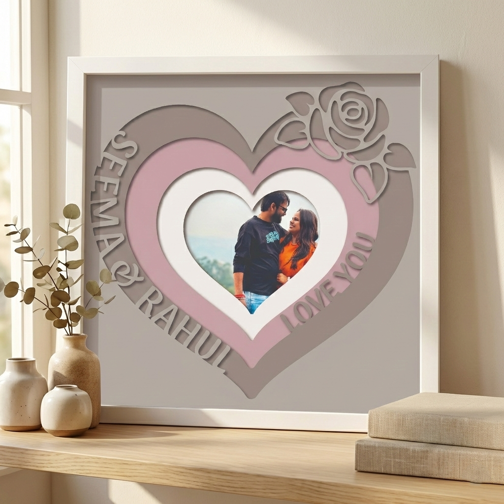 Personalized Heart Paper-Cut Shadow Frame
