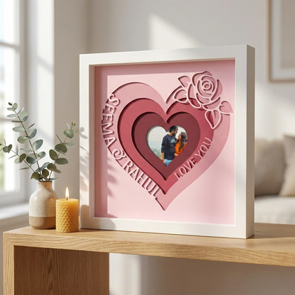 Personalized Heart Paper-Cut Shadow Frame