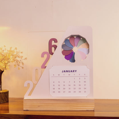 Rotating Petal Perpetual Desk Calendar 2026
