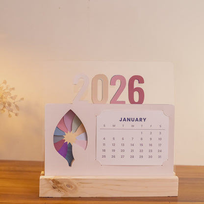 Rotating Petal Perpetual Desk Calendar 2026