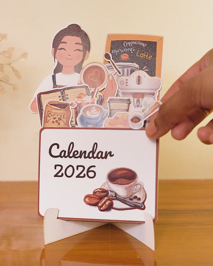 The Daily Grind Coffee Desk Calendar 2026