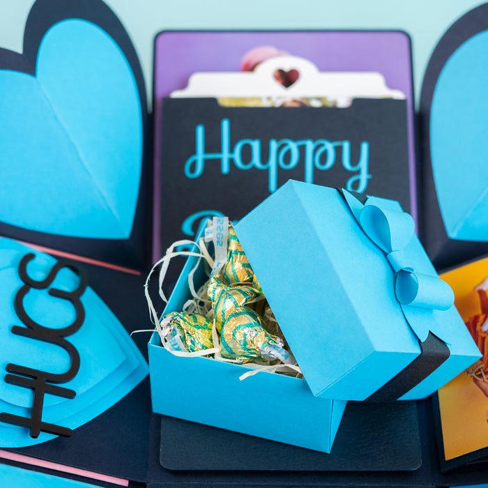 blue photo explosion box